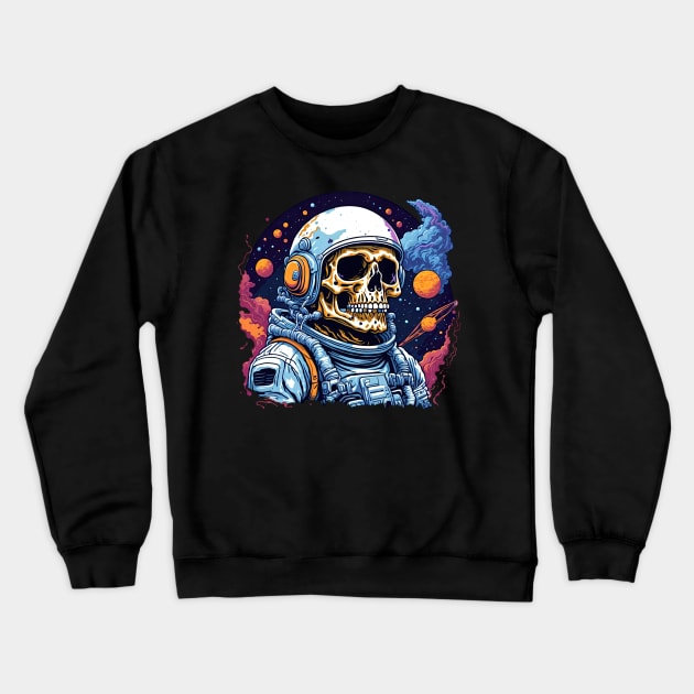 Cosmic Skull Odyssey Crewneck Sweatshirt by Jipau